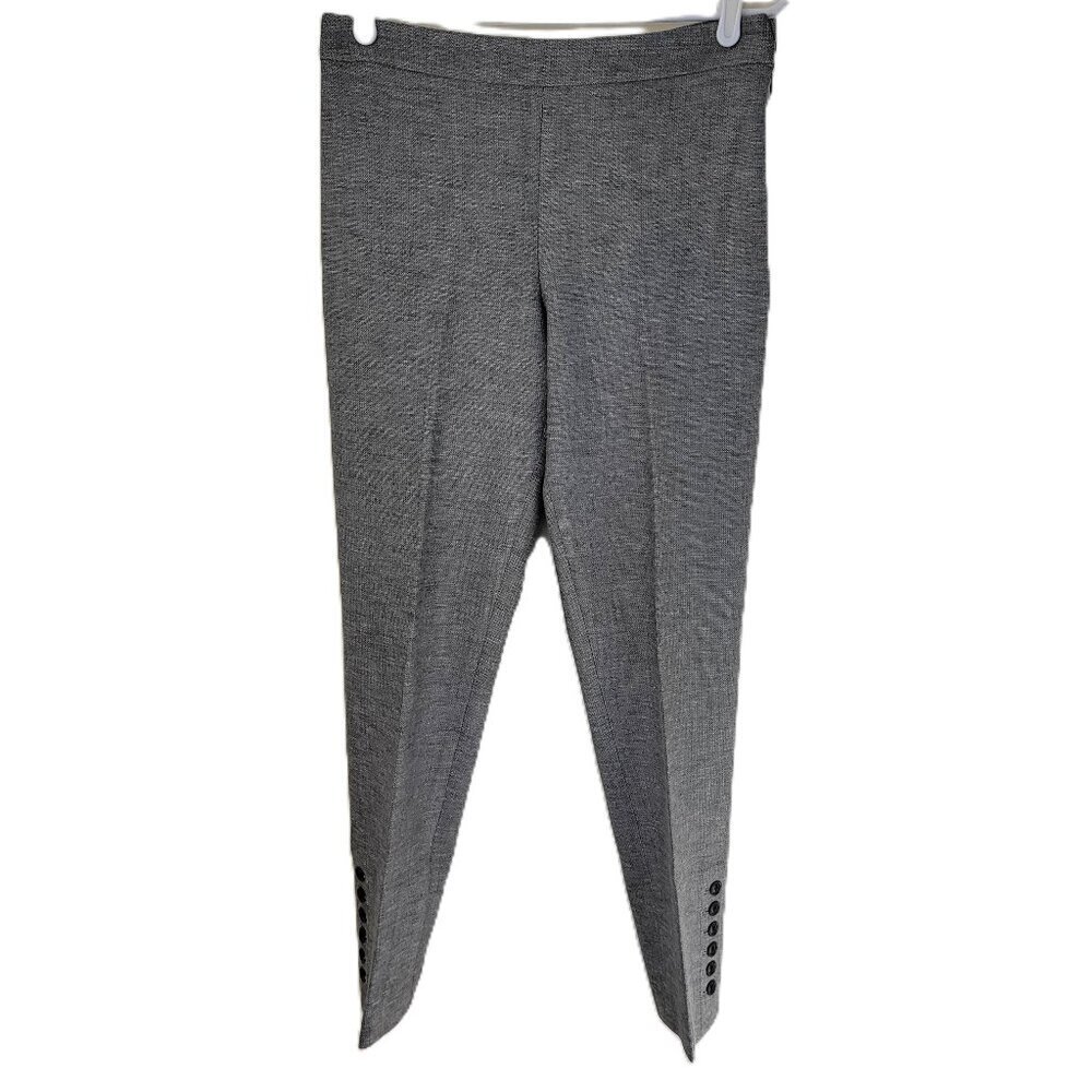 Talbots Chatham Ankle Pant Charcoal Heather W/Black Ankle Buttons Women's Size 6